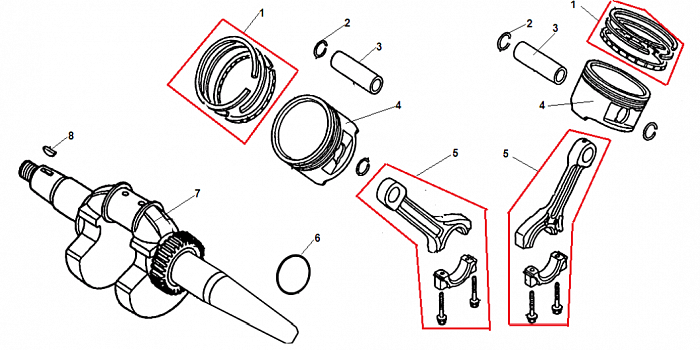 4 ПОРШЕНЬ - ШАТУН ГЕНЕРАТОР CHAMPION GG11000E